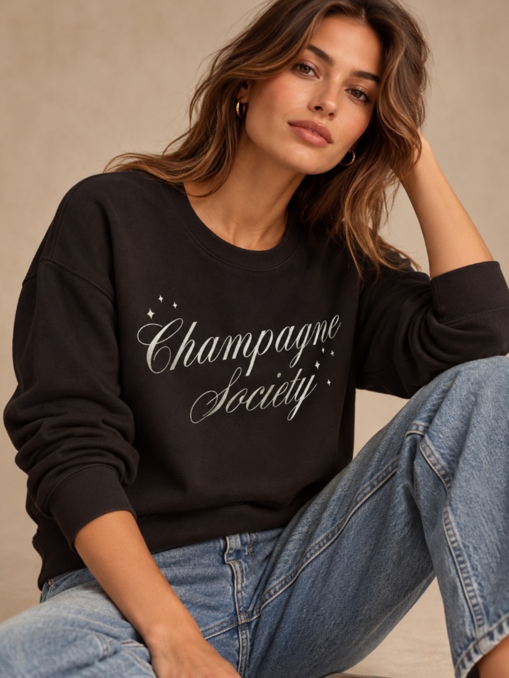 Anthropologie Maeve Champagne Society Graphic Sweatshirt Black Size XXS